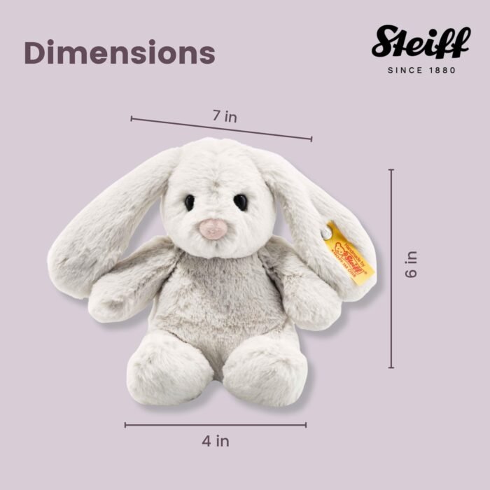 Steiff Hoppie Hase 18 cm hellgrau, Plüschtier Hase mit Schlappohren, Soft Cuddly Friends, flauschiges Stofftier zum Kuscheln – Bild 2